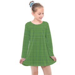 Green Knitted Pattern Kids  Long Sleeve Dress by goljakoff
