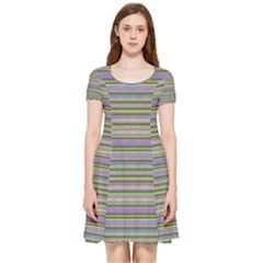 Line Knitted Pattern Inside Out Cap Sleeve Dress by goljakoff