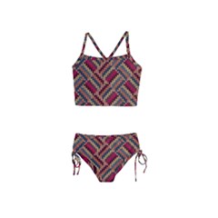 Zig Zag Knitted Pattern Girls  Tankini Swimsuit by goljakoff