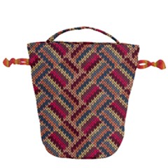 Zig Zag Knitted Pattern Drawstring Bucket Bag by goljakoff