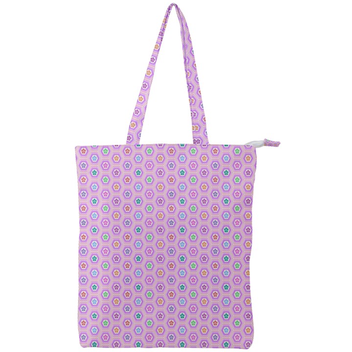 Hexagonal Pattern Unidirectional Double Zip Up Tote Bag