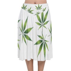 Cannabis Curative Cut Out Drug Velvet Flared Midi Skirt by Dutashop