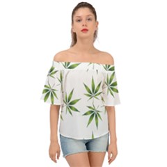 Cannabis Curative Cut Out Drug Off Shoulder Short Sleeve Top by Dutashop