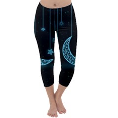 Moon Star Neon Wallpaper Capri Winter Leggings  by Dutashop