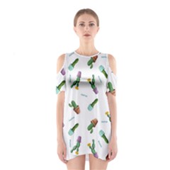 Cacti In Pots Shoulder Cutout One Piece Dress by SychEva