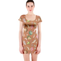 Watercolor Fruit Short Sleeve Bodycon Dress by SychEva