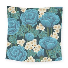 Blue Flowers Square Tapestry (large) by goljakoff