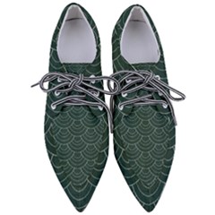 Green Sashiko Pattern Pointed Oxford Shoes by goljakoff