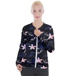 Sparkle Floral Casual Zip Up Jacket