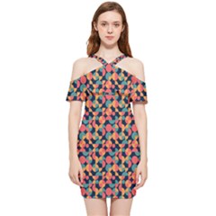 Beautiful Shapes Pattern Shoulder Frill Bodycon Summer Dress by designsbymallika