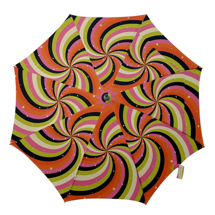 Psychedelic Groovy Orange Hook Handle Umbrellas (Small)