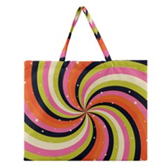 Psychedelic Groovy Orange Zipper Large Tote Bag by designsbymallika