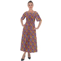 Summer Floral Pattern Shoulder Straps Boho Maxi Dress  by designsbymallika