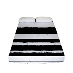Bandes Abstrait Blanc/noir Fitted Sheet (full/ Double Size) by kcreatif