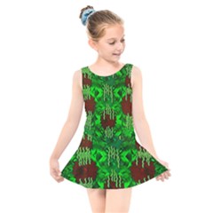 Forest Of Colors And Calm Flowers On Vines Kids  Skater Dress Swimsuit by pepitasart