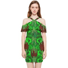 Forest Of Colors And Calm Flowers On Vines Shoulder Frill Bodycon Summer Dress by pepitasart