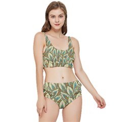 Green Leaves Frilly Bikini Set by goljakoff