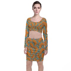 Orange Flowers Top And Skirt Sets by goljakoff