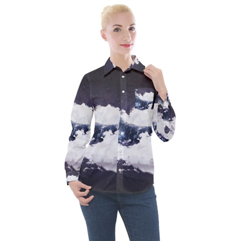 Blue Whale Dream Women s Long Sleeve Pocket Shirt by goljakoff