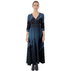 Blue Whales Button Up Boho Maxi Dress by goljakoff