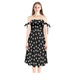 Pattern Marguerites Shoulder Tie Bardot Midi Dress by kcreatif