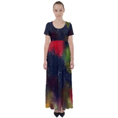 Abstract Paint Drops High Waist Short Sleeve Maxi Dress by goljakoff