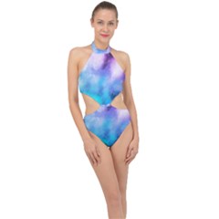 Metallic Paint Halter Side Cut Swimsuit by goljakoff