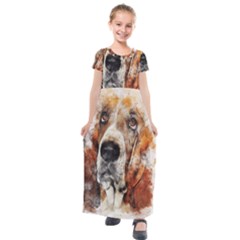 Dog Paint Kids  Short Sleeve Maxi Dress by goljakoff