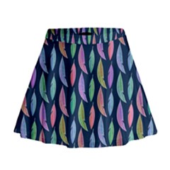Watercolor Feathers Mini Flare Skirt by SychEva