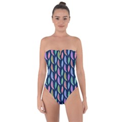 Watercolor Feathers Tie Back One Piece Swimsuit by SychEva