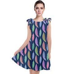 Watercolor Feathers Tie Up Tunic Dress by SychEva