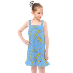 Folk Floral Pattern  Abstract Flowers Print  Seamless Pattern Kids  Overall Dress by Eskimos