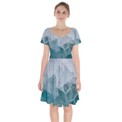 Green Blue Sea Short Sleeve Bardot Dress by goljakoff
