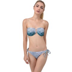 Green Blue Sea Twist Bandeau Bikini Set by goljakoff