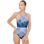 Blue ice mountain High Neck One Piece Swimsuit