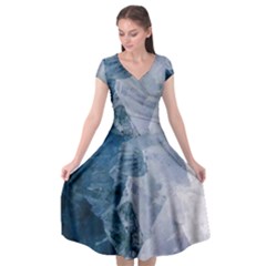 Storm Blue Ocean Cap Sleeve Wrap Front Dress by goljakoff