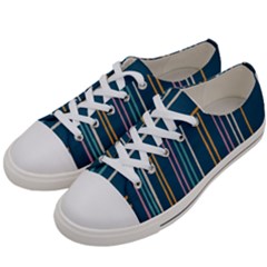Multicolored Stripes On Blue Women s Low Top Canvas Sneakers by SychEva