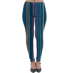 Multicolored Stripes On Blue Lightweight Velour Leggings by SychEva