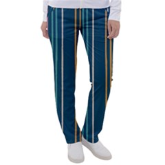 Multicolored Stripes On Blue Women s Casual Pants by SychEva