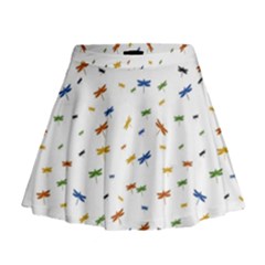 Dragonfly On White Mini Flare Skirt by JustToWear