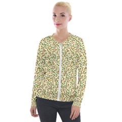 Pattern Lonely Flower On Yellow Velvet Zip Up Jacket by JustToWear