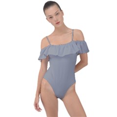 Drizzle Grey Frill Detail One Piece Swimsuit by FabChoice