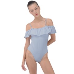 Glacier Grey Frill Detail One Piece Swimsuit by FabChoice
