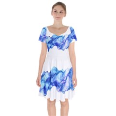 Blue Smoke Short Sleeve Bardot Dress by goljakoff
