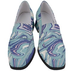 Blue Vivid Marble Pattern 9 Women s Chunky Heel Loafers by goljakoff