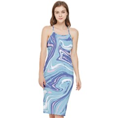 Blue Vivid Marble Pattern 9 Bodycon Cross Back Summer Dress by goljakoff