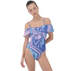 Vector Vivid Marble Pattern 10 Frill Detail One Piece Swimsuit by goljakoff