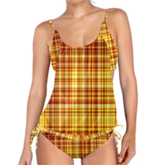 Red Lines On Yellow Tankini Set by JustToWear