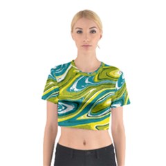 Green Vivid Marble Pattern Cotton Crop Top by goljakoff