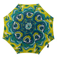 Green Vivid Marble Pattern 14 Hook Handle Umbrellas (large) by goljakoff